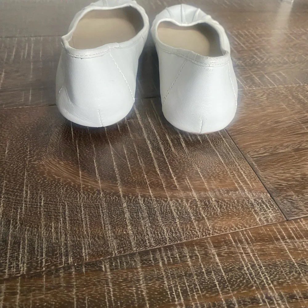 Nine West White Pleated Ballet Flats
